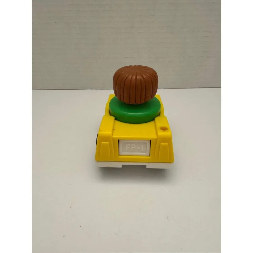 Fisher Price Little People Yellow Car and Figure from Garage Set Vintage 1990